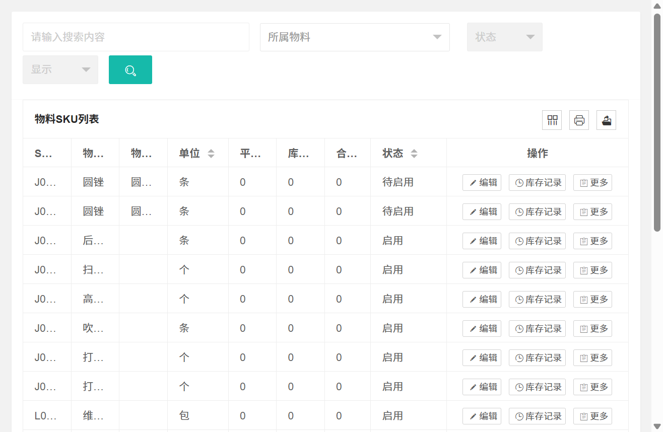 物料SKU
