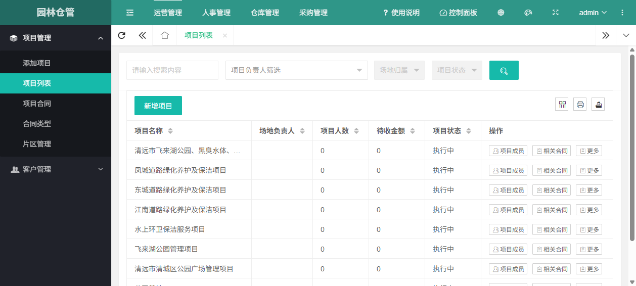 项目列表